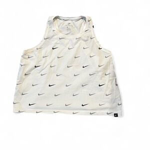 Nike White Tank with Black Swoosh Design
